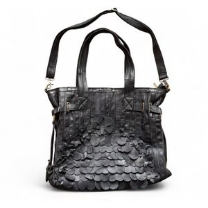 Amerileather Leather Tote Purse "Brook" Black Recycled Lambskin Shoulder Bag